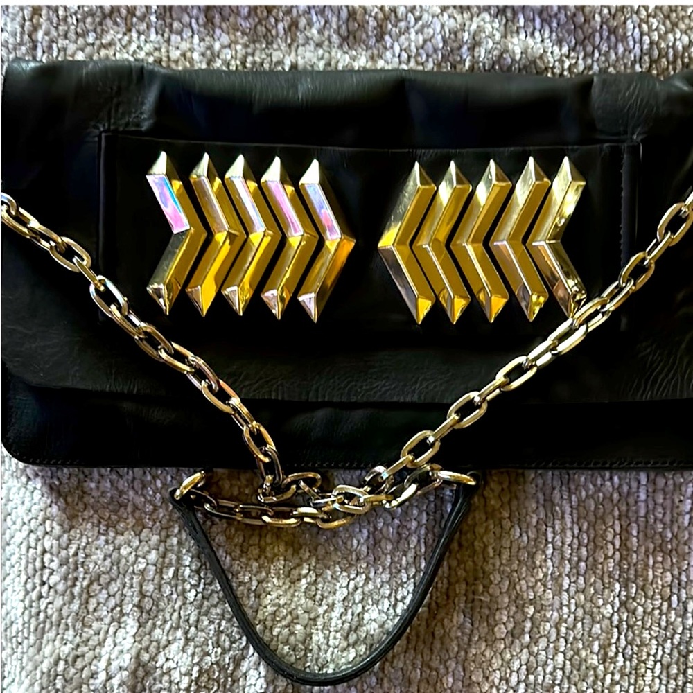 Marciano Soft Black Leather 3 Way Clutch/Shoulder Bag/Crossbody